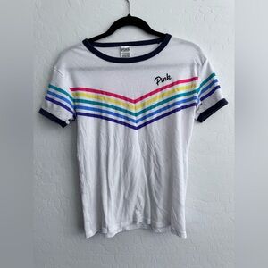 PINK Victoria's Secret- Multicolor Striped Tee- XS